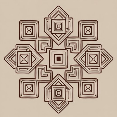 Geometric Brown Line Mandala