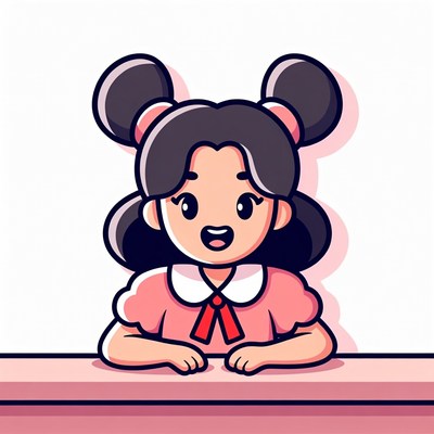 Asian girl smiling with pigtails