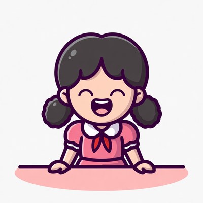 Happy Asian girl laughing illustration