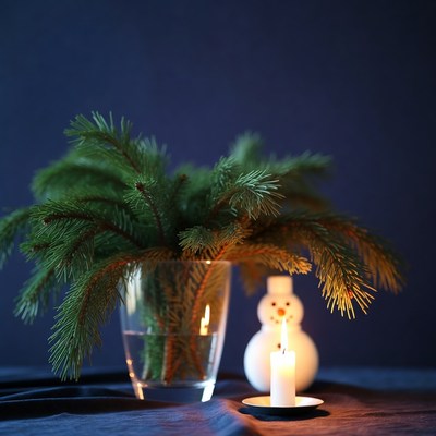 Christmas Spruce Snowman Candle