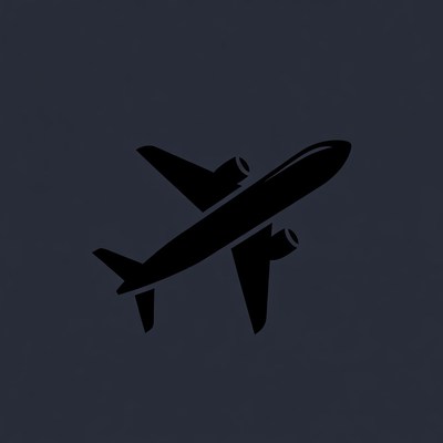 Black Airplane Silhouette Icon