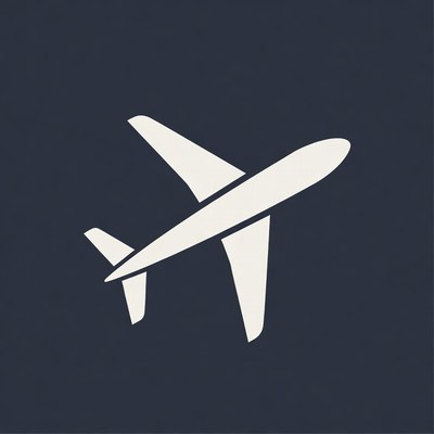 White Airplane Icon on Dark Background