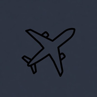 Black Airplane Outline Icon