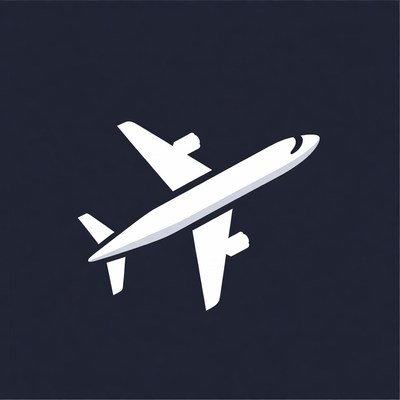 White Airplane Icon on Dark Background