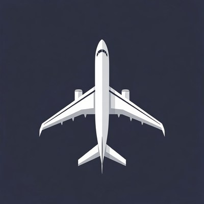White Airplane Illustration on Dark Background