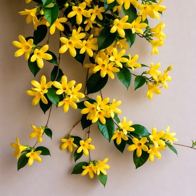 Cluster of yellow allamanda flowers