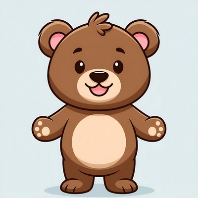 Cute cartoon teddy bear standing