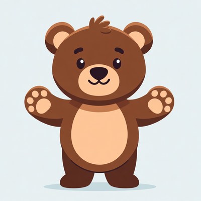 Cute cartoon teddy bear with arms outstretched