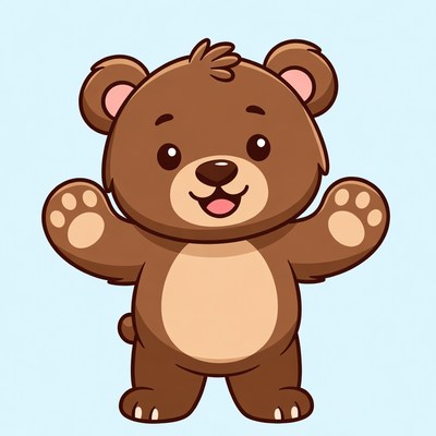 Cute cartoon bear waving arms