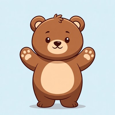 Cute cartoon bear with arms outstretched