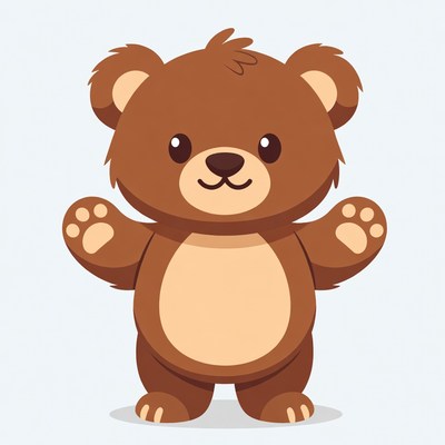 Cute cartoon teddy bear with arms outstretched