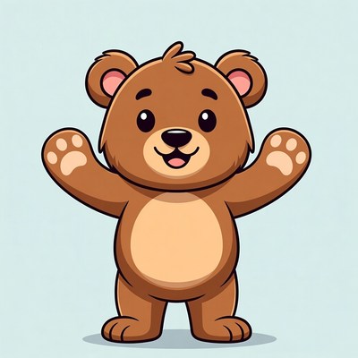 Cute cartoon bear with arms outstretched