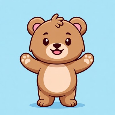 Cute cartoon bear with arms outstretched