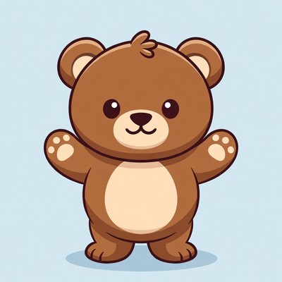 Cute cartoon bear with arms outstretched