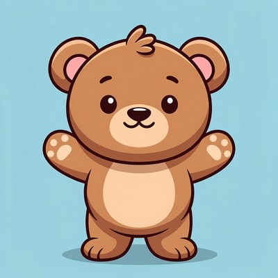 Cute cartoon bear with arms outstretched
