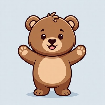 Cute cartoon teddy bear waving