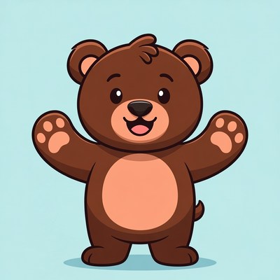 Cute cartoon bear with arms outstretched