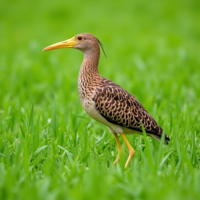 Rufous-necked Jacana standing in grass