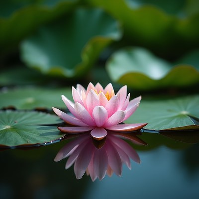 Pink lotus flower on water