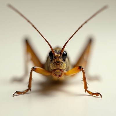 Close-up grasshopper on white background