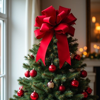 Christmas tree with red bow