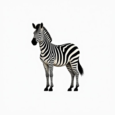 Zebra standing on white background