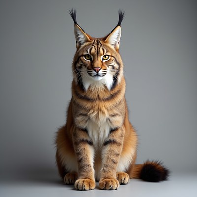 Lynx sitting on gray background