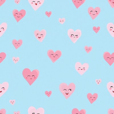 Cute Pink Smiley Hearts Pattern