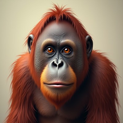 Closeup of orangutan portrait