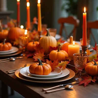 Autumn Thanksgiving Pumpkin Table Setting