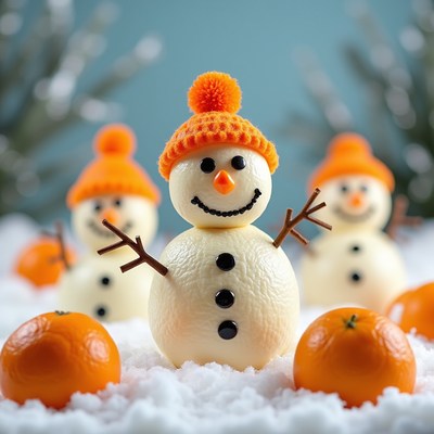 Snowmen with Oranges on Snow