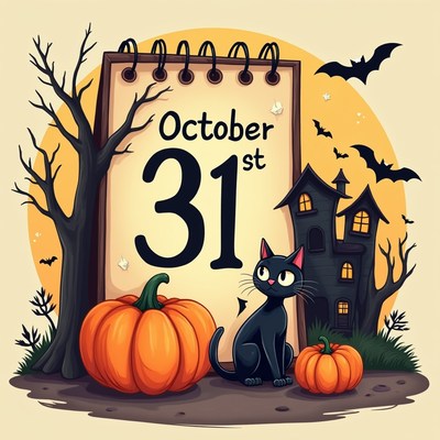 Halloween October 31 Calendar Illustration