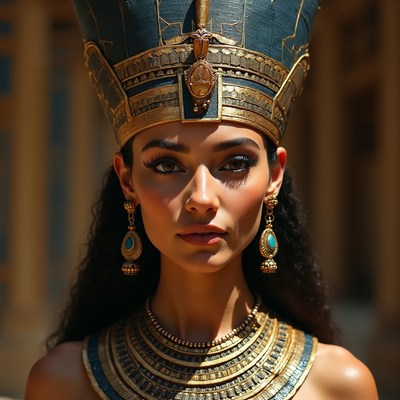 Egyptian woman in pharaoh headdress