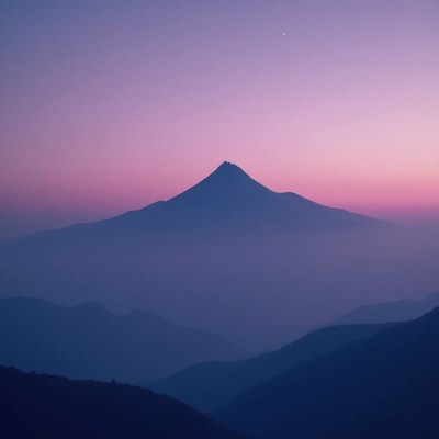Silhouette of Mount Fuji at Twilight