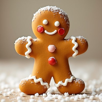 Smiling gingerbread man with icing