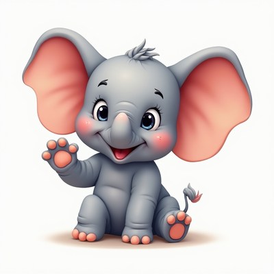 Cute baby elephant waving