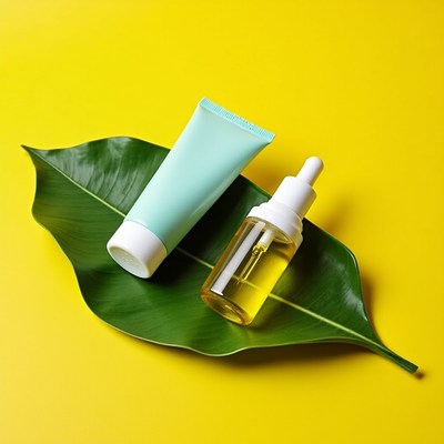 Skincare Cream Tube and Oil Dropper