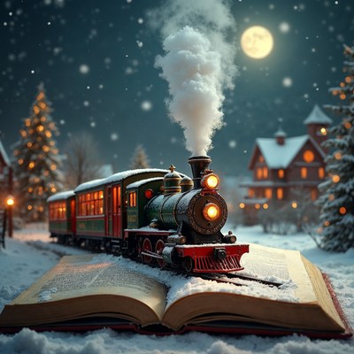 Christmas Train on Open Book