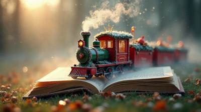 Christmas Train on Open Book