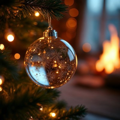 Snowflake Christmas Ornament on Tree