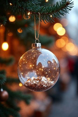 Clear Christmas ornament with glitter