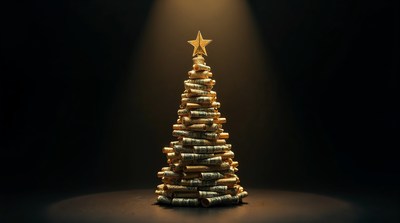 Money Tree Made of Rolled Bills