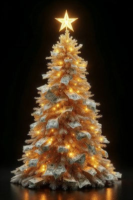 Money Christmas Tree with Golden Star