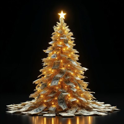 Golden Money Christmas Tree