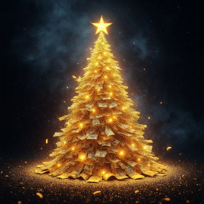 Golden Money Christmas Tree
