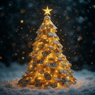 Money Tree Christmas with Snow