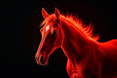 Glowing Red Horse Head