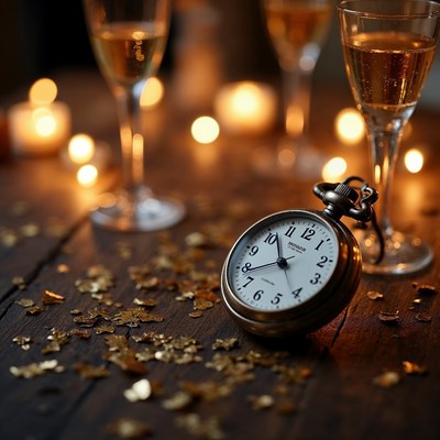 Champagne Glasses with Pocket Watch