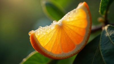 Sliced Orange with Water Droplets