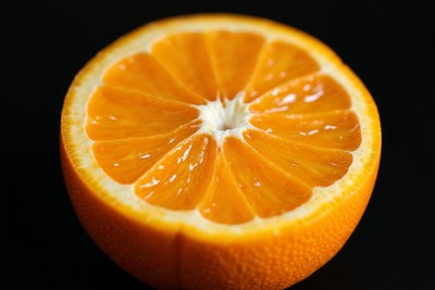 Sliced Orange on Black Background
